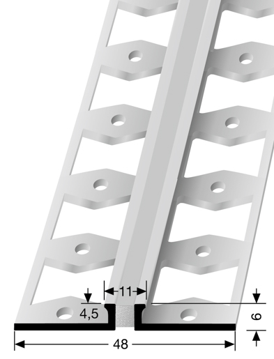 MPlus Dehnfugenprofil 302 S SBS 250cm 4,5mm Alu Silber elox. F4 / Silikon grau